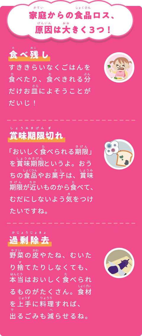 家庭からの食品ロス、原因は大きく3つ！